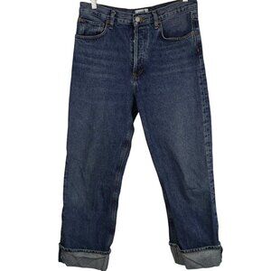 AGOLDE 27 High Rise Straight Leg Jeans Button Fly Vintage Wash Cuffed Hem